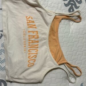 Primark Cream and Orange Crop Top